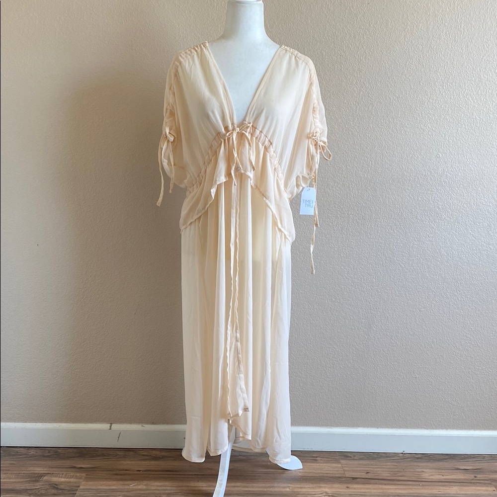 New Cream Sheer Ruffled Cardigan